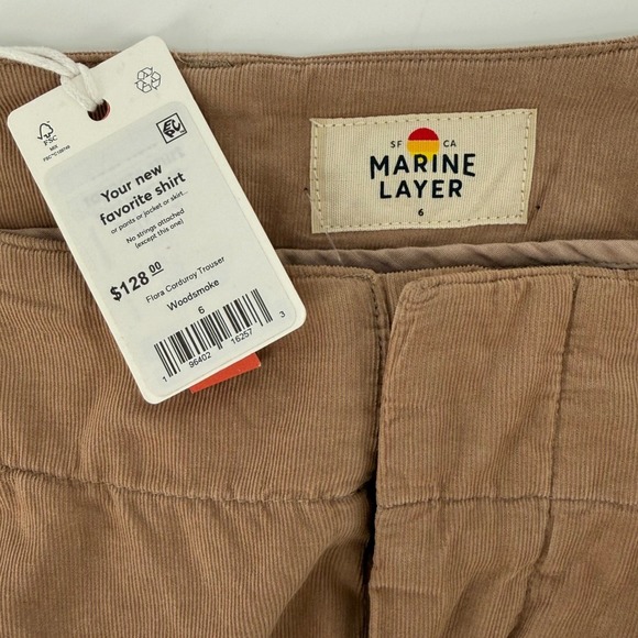 NWT Marine Layer Flora Corduroy Trousers Woodsmoke Tan Wide Leg Pants Size 6 - Picture 5 of 8